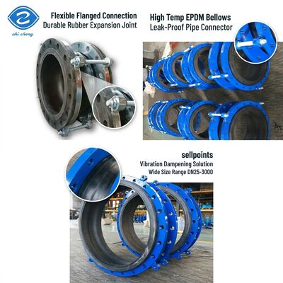 Epdm Bellows সম্প্রসারণ জয়েন্ট উচ্চ তাপমাত্রা নমনীয় ফ্ল্যাঞ্জ সংযোগ NR রাবার